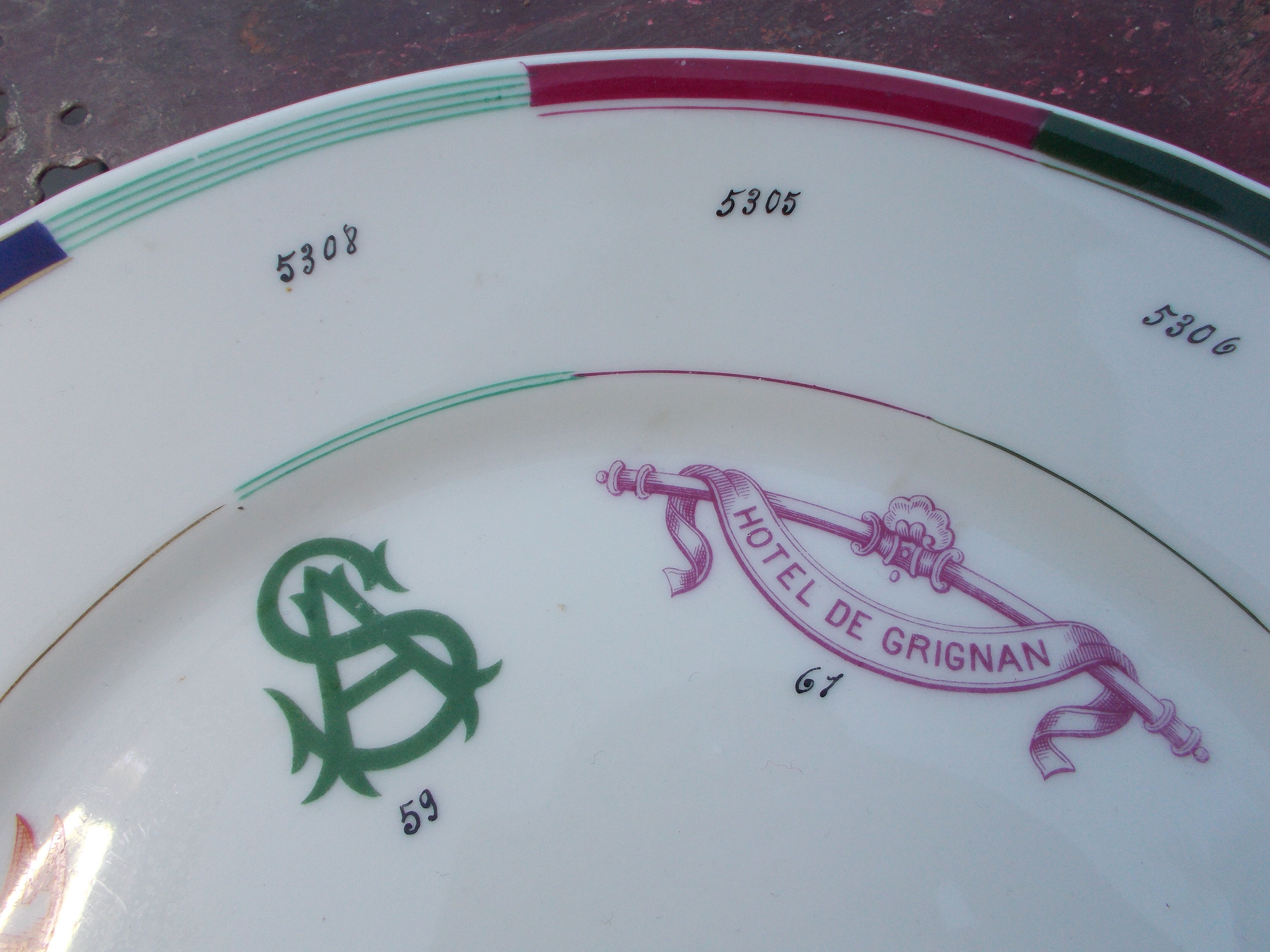 Antique plate Limoges porcelain Sample Advertising Hotel