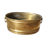 Oval brass planter with large handle