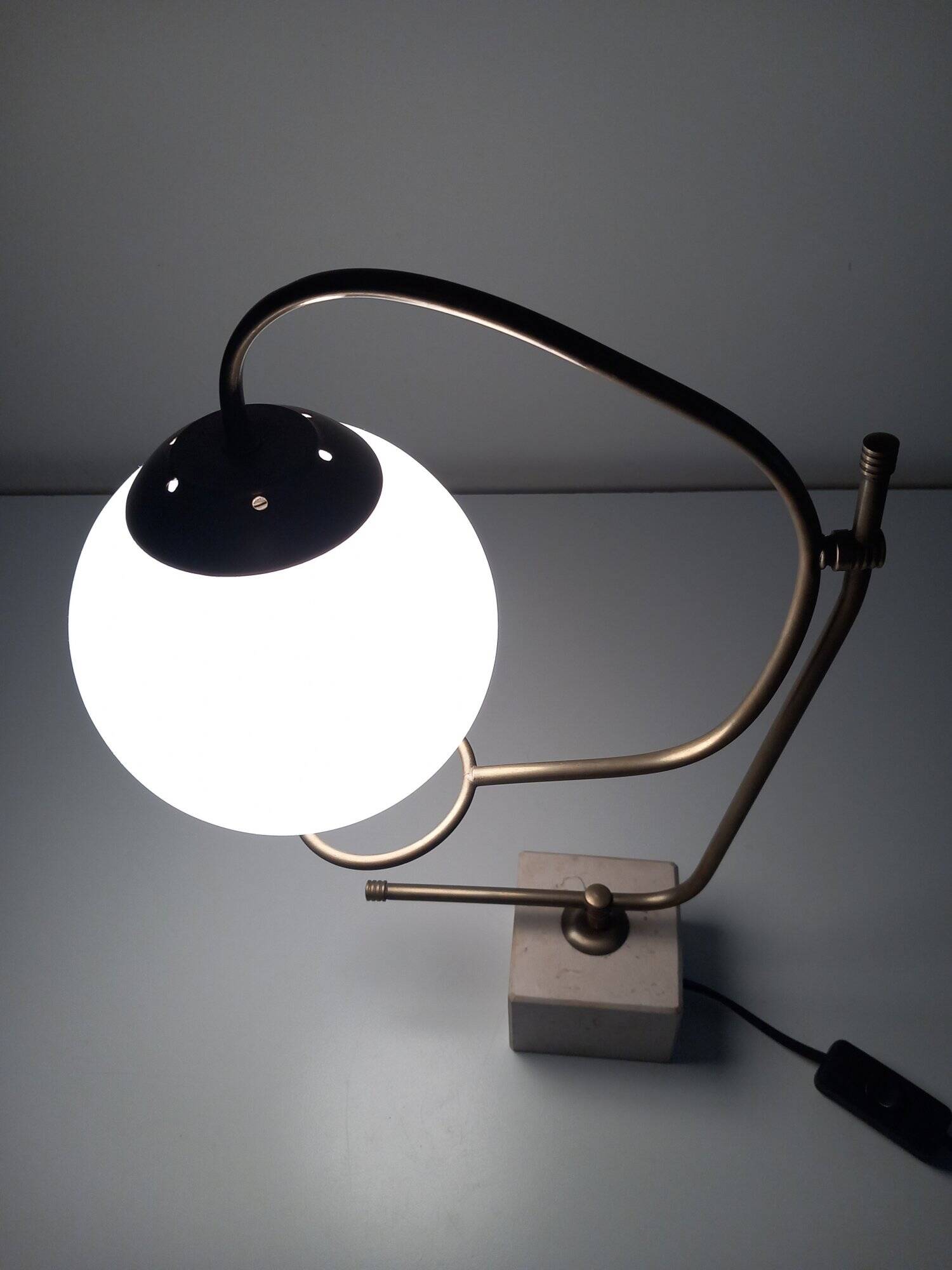 Large Vintage Table Lamp • Marble Base • Brass • 1970-1980