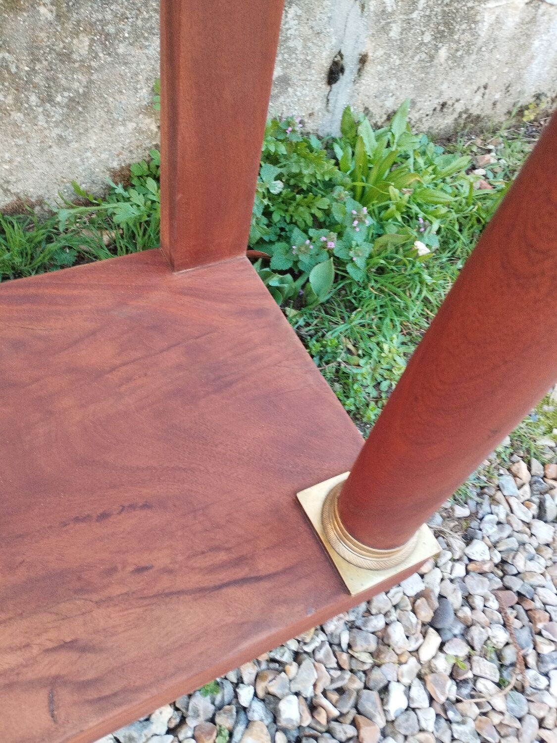 Console in old Empire style with a wooden frame and marble top.