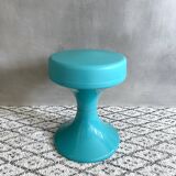 70s stool turquoise, tulip stool plastic, side table, mid-century interior