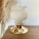 Vintage Table Lamp with White Globe and Antique Brass Base - Elegant Lighting with Braided Gold Wire