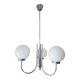 Old 3-light globe opaline stainless steel pendant/chandelier 1960/1970 space age vintage
