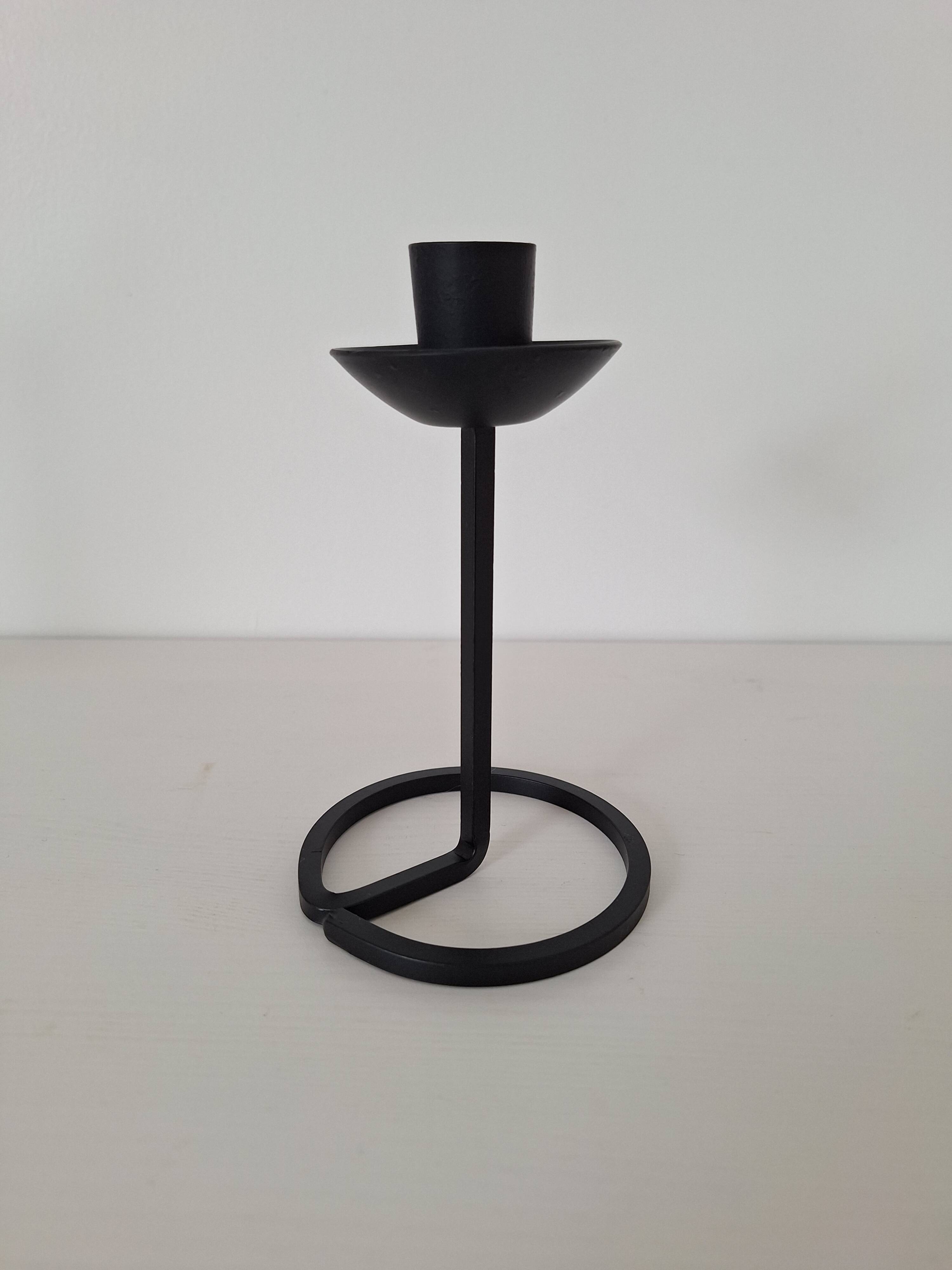 Black wrought iron candlestick