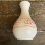 Old vase for sale white ceramic engraved rose vintage #d674