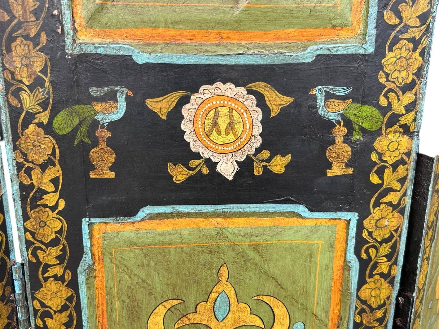 Painted Wooden Screen India 19th H 206 XL 171 Cm