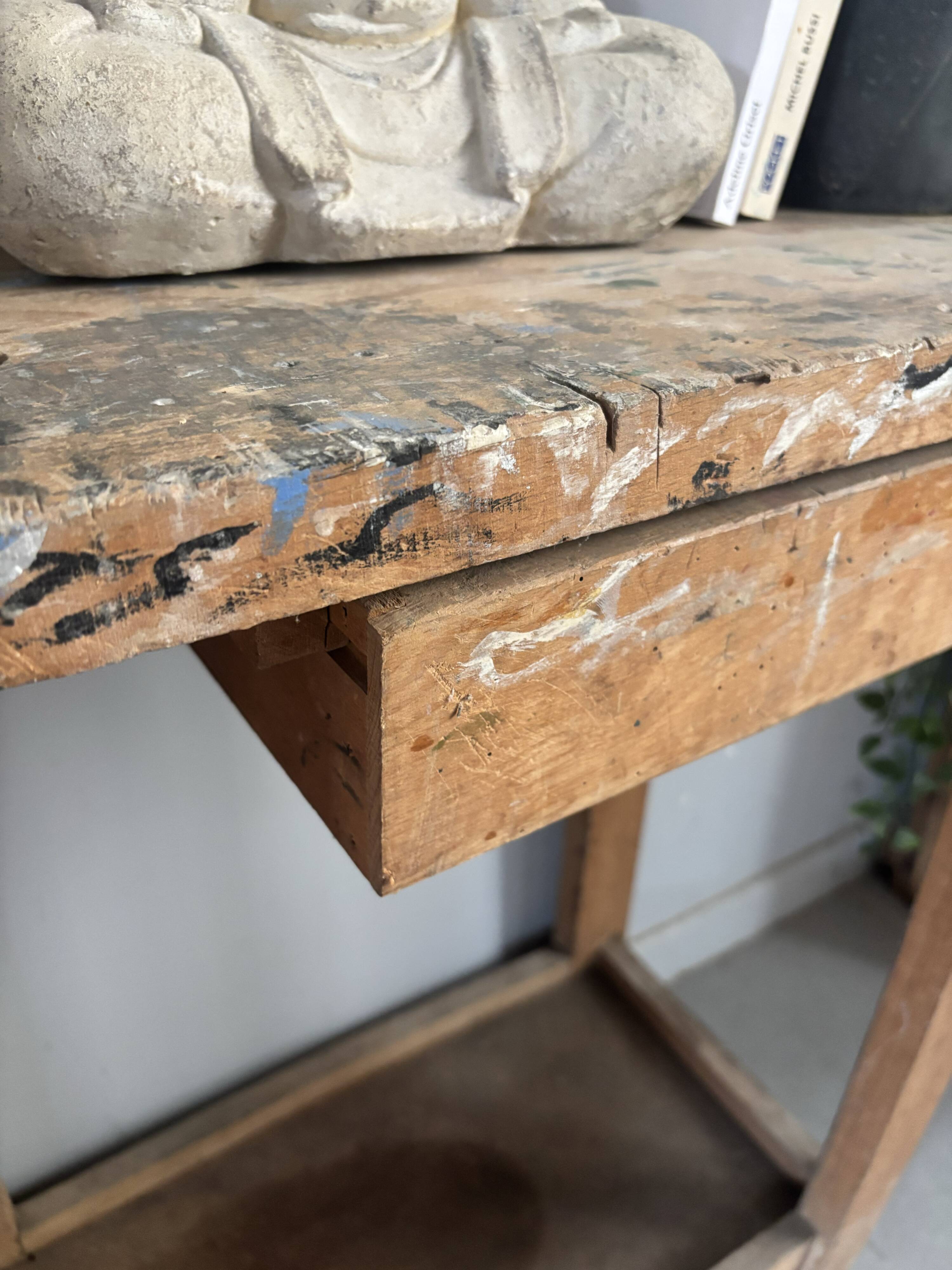 Genuine vintage wooden workbench from the 1960s stamped Grenade.