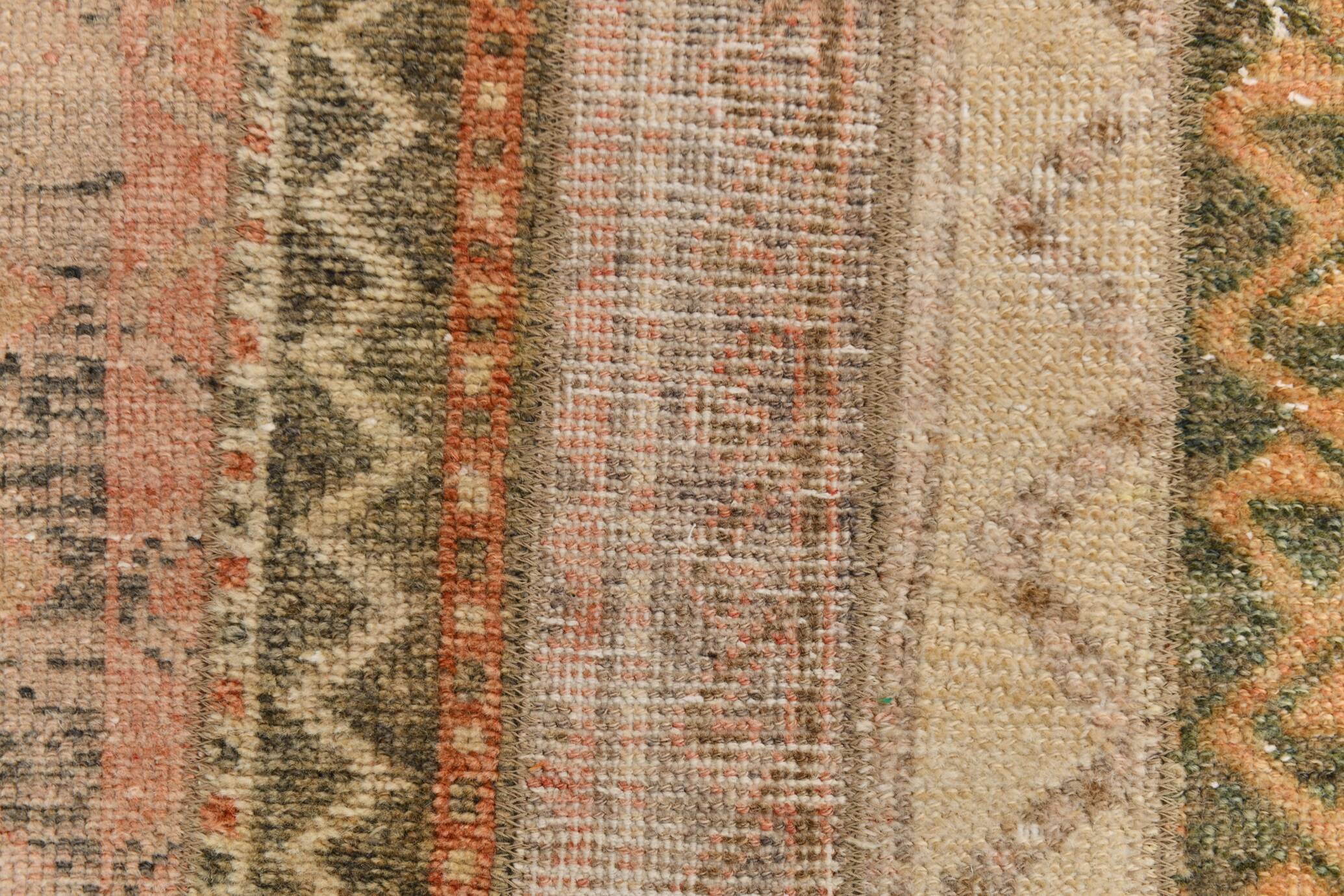 2x9 Vintage Brown & Cream Turkish Runner Rug, 60x263Cm