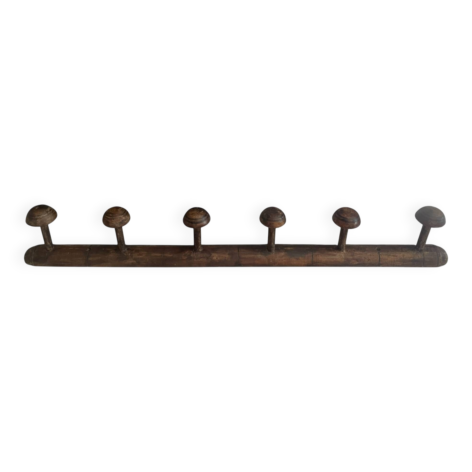 Wall-mounted wooden coat rack with 6 hooks
