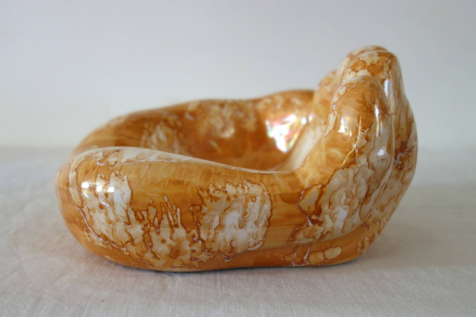 Ceramic enamelled hand dish from the 1970s