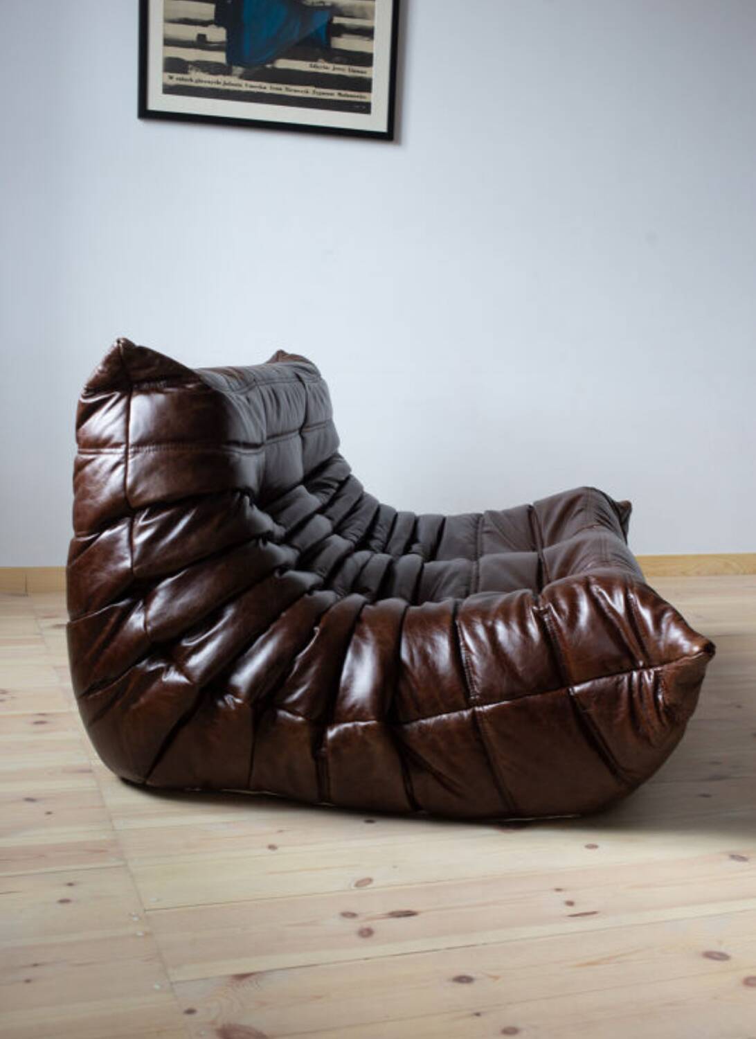 Togo 3-seater sofa in brown leather designed by Michel Ducaroy 1973
