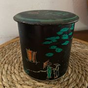 Boîte en tôle motif japonisant années 40.