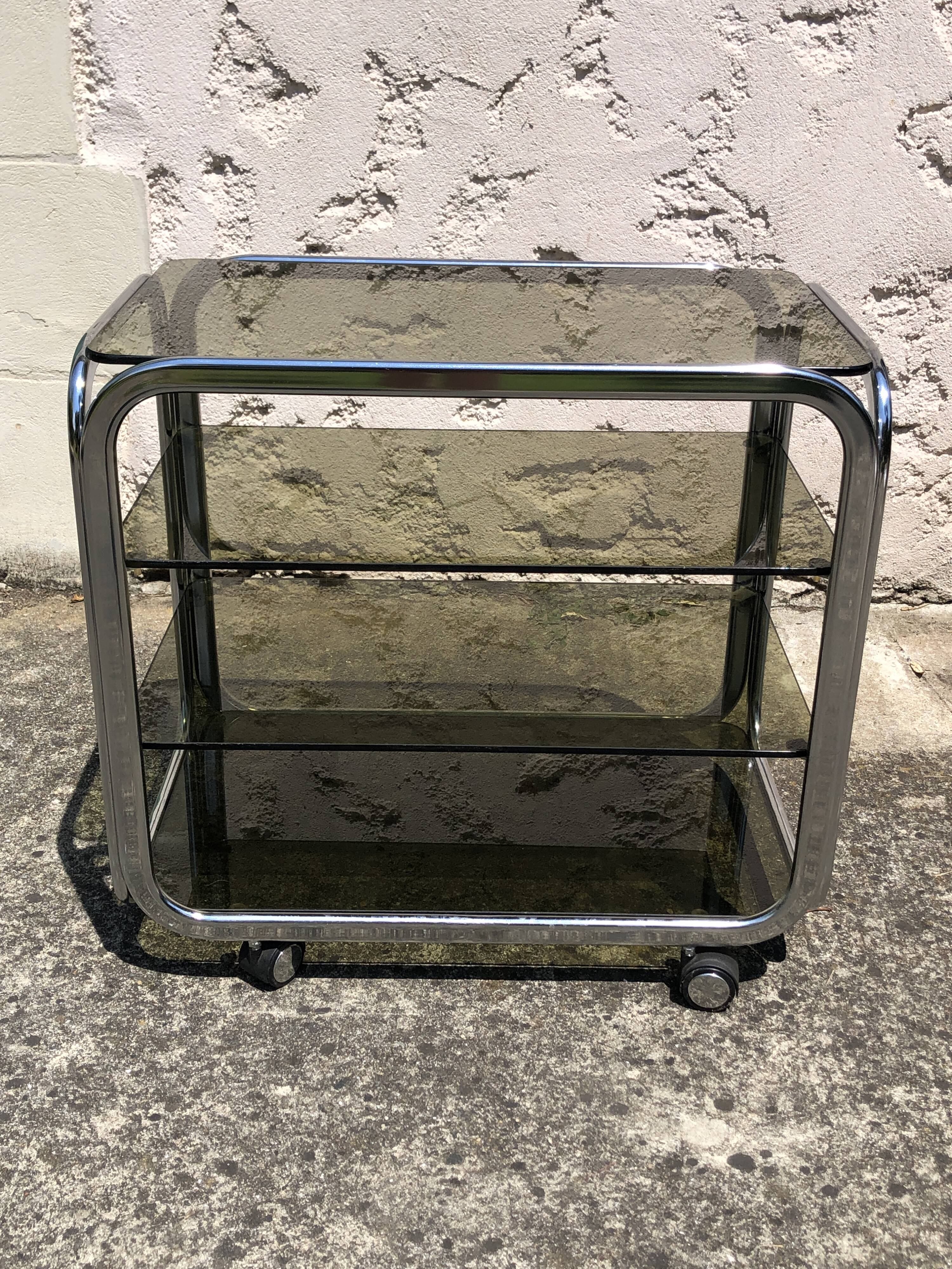 Chrome furniture and smoked glass 1970