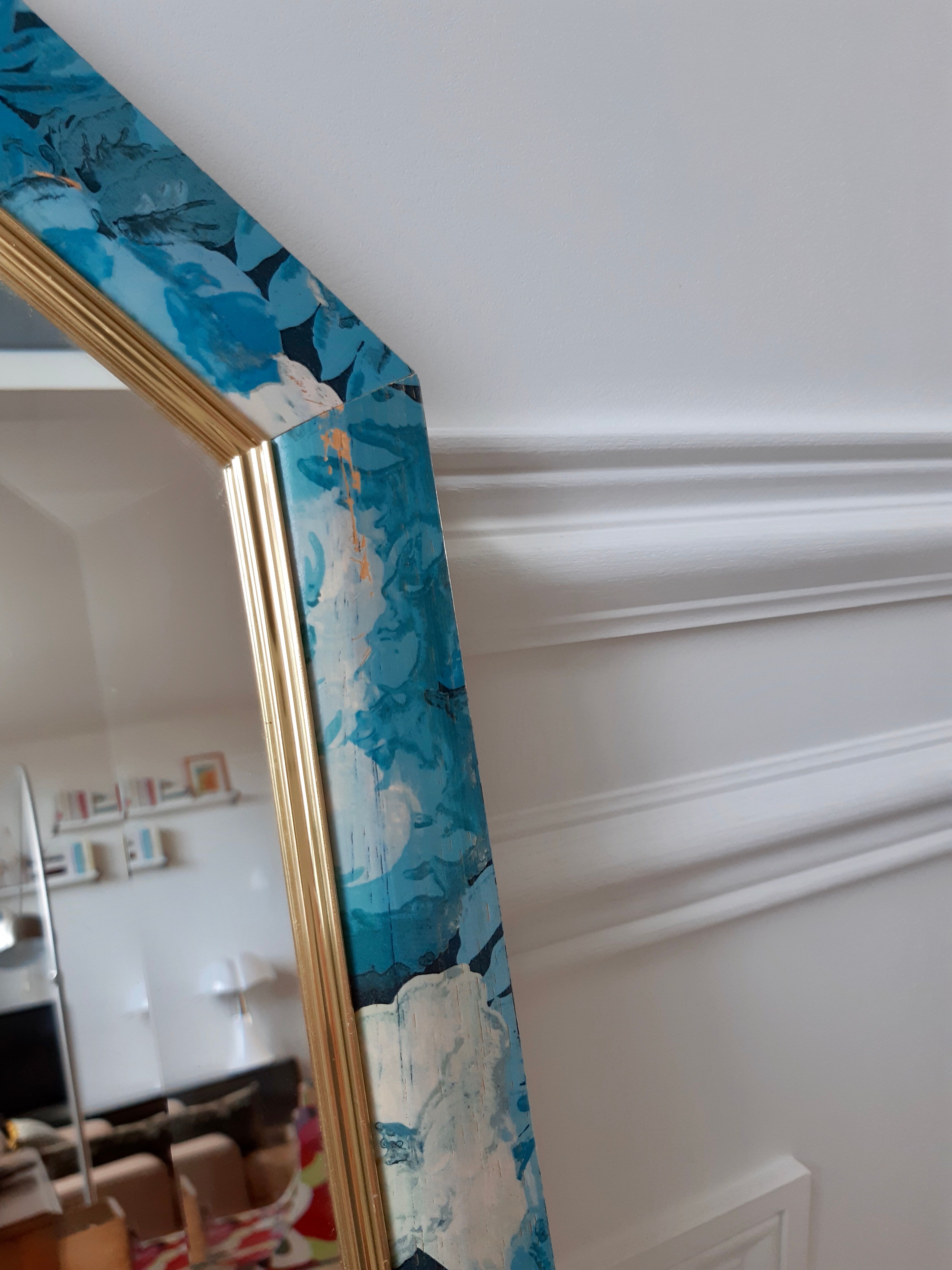 Flower octagonal mirror 37x57cm