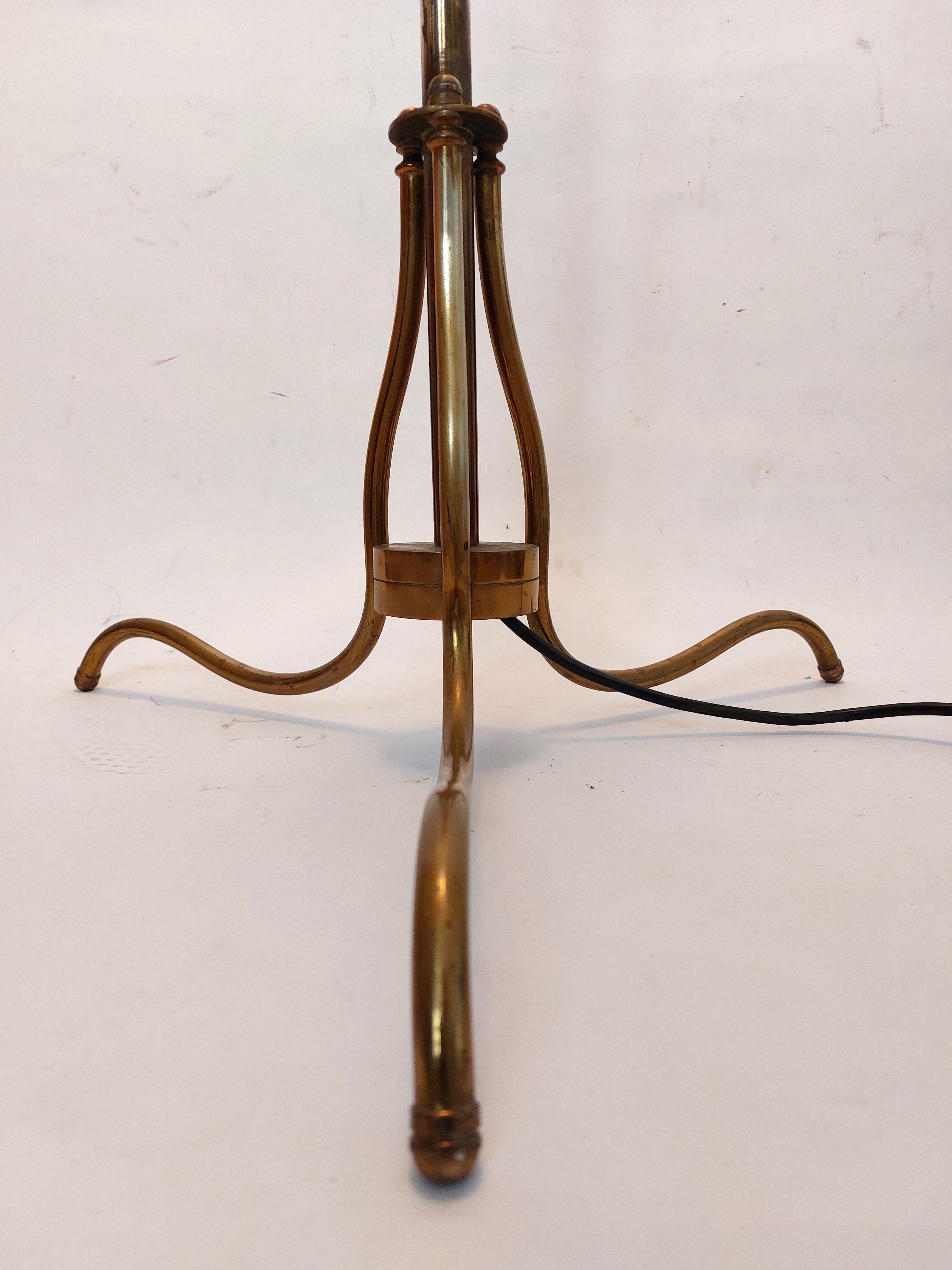 Floor lamp reading tripod gilded brass 1950/1960