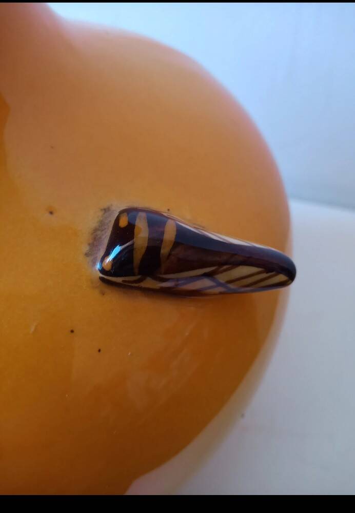 Vintage Craft Vase 'Country Scene' - Glossy Ochre Yellow Enamel