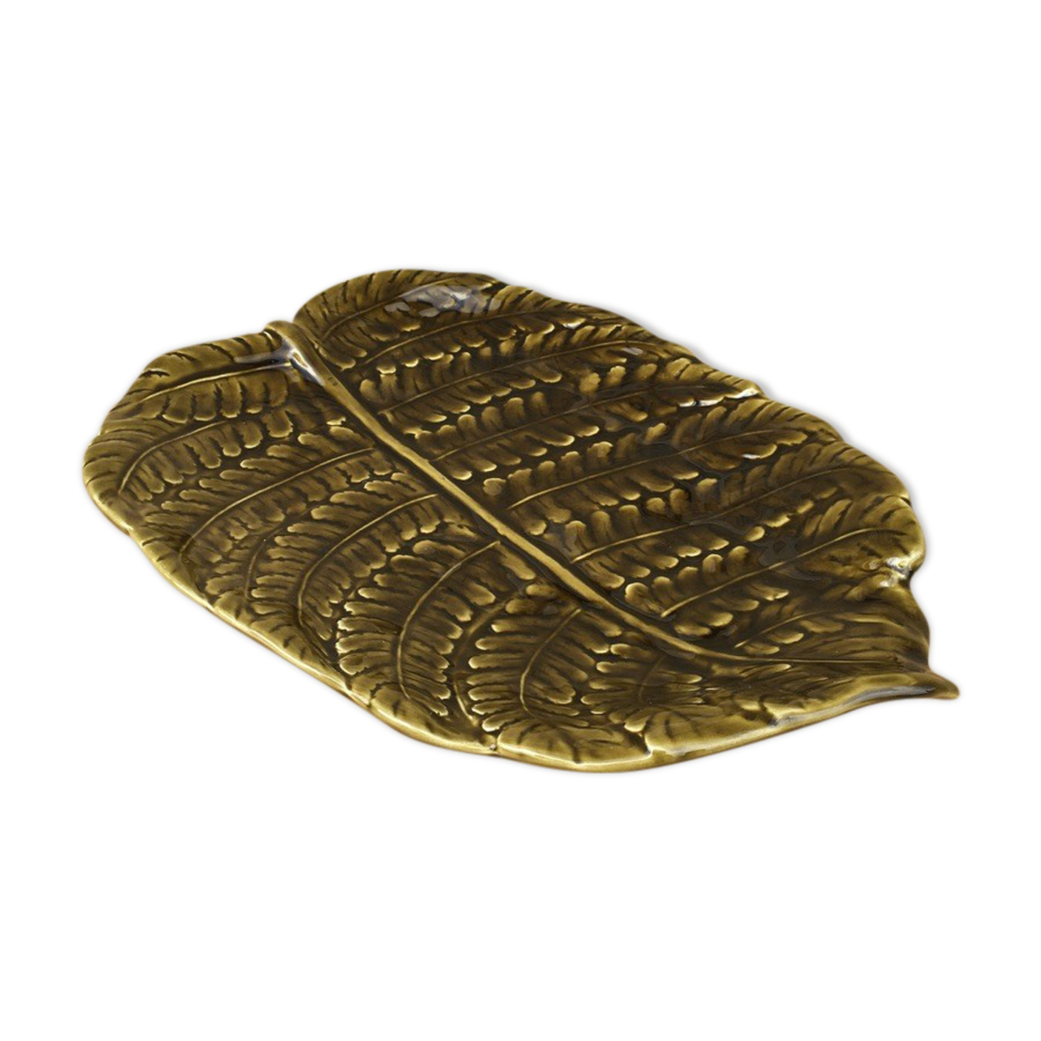 Asparagus dish in the shape of a Fern - Atelier d'art Sarreguemines