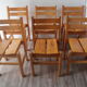 Series of 6 vintage chairs in solid pine 1960