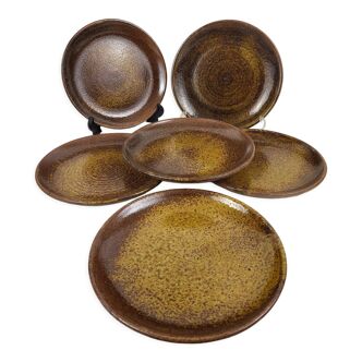 6 stoneware plates Daniel Auger - Puisaye - ceramics