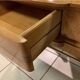 Art Deco dressing table with a triptych mirror in blonde maple and briar burl.