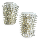 Pair of Luxury Italian "Spikes" Murano Glass Scenographic Wall Sconces