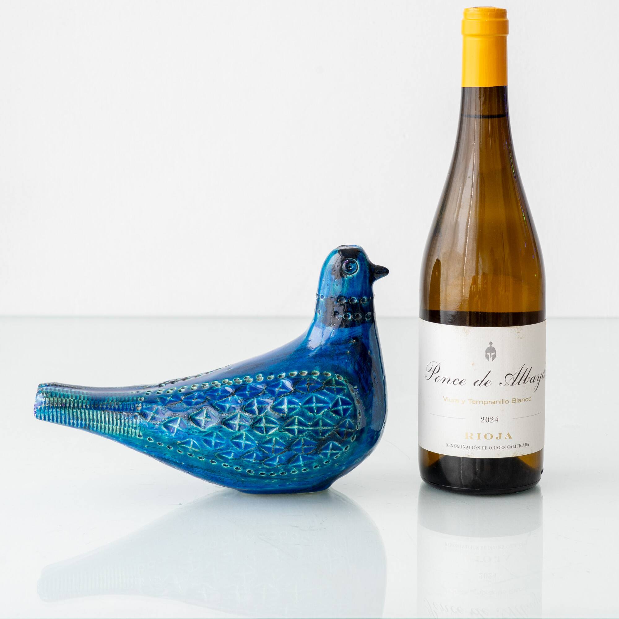 Bitossi Rimini Blu Ceramic Dove Sculpture by Aldo Londi, Italy, 1950s