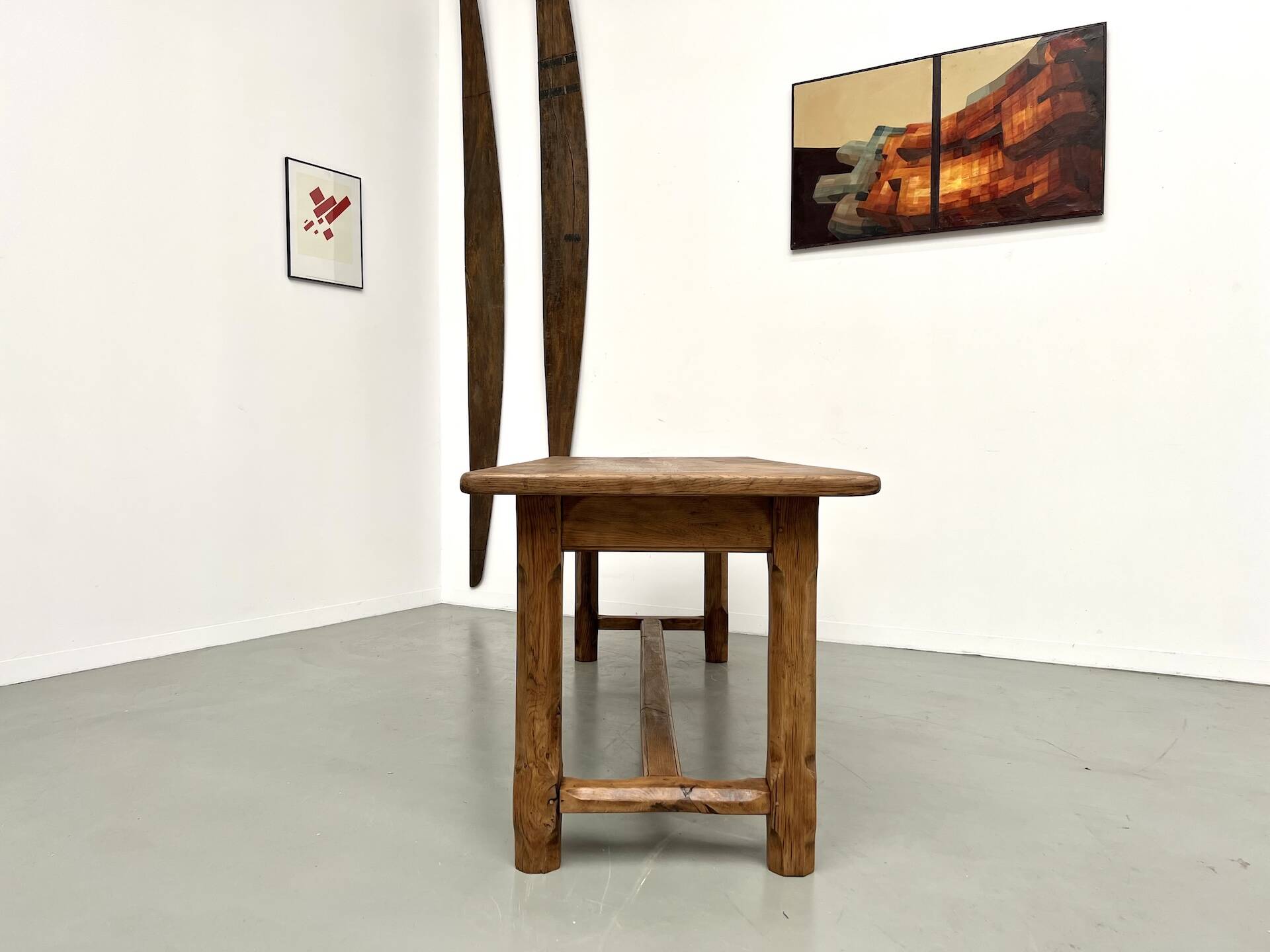 Table de ferme XIXe siècle en chêne et noyer