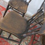 Lot de 4 chaises de salle à manger anciennes en chêne patiné, XIXe siècle