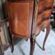 Lady's demi-lune commode in Louis XV style with marquetry and gilded bronze.