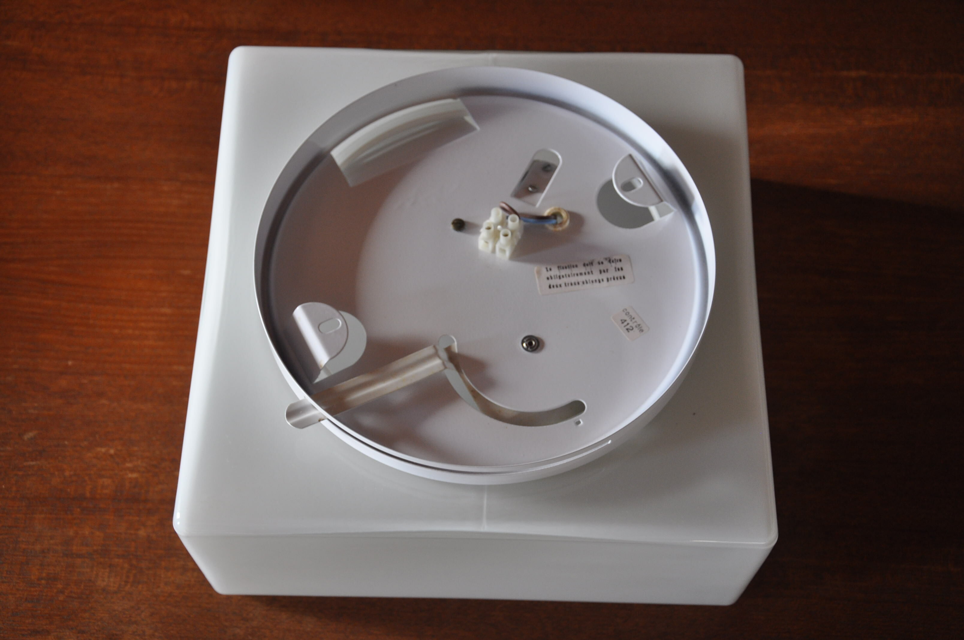 Square ceiling light in white opalin glass