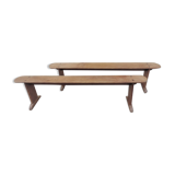 pair of farm benches in cherry