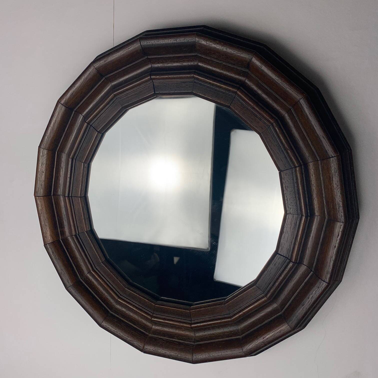 Small octagonal wooden mirror in neo-Renaissance / neo-Gothic style