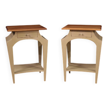 Pair of painted design bedside tables from the 80s