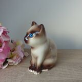 Vintage Siamese Brown Kitten Figurine with Blue Eyes Ceramic Elpa Alcobaca