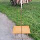 Floor lamp of the 50s in gold metal and tablet