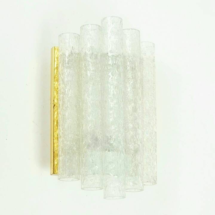 Pair of Mid-Century Modern Ice Glass Wall Lights from Doria, Germany, 1960s