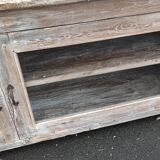 Glass sideboard in antique wood