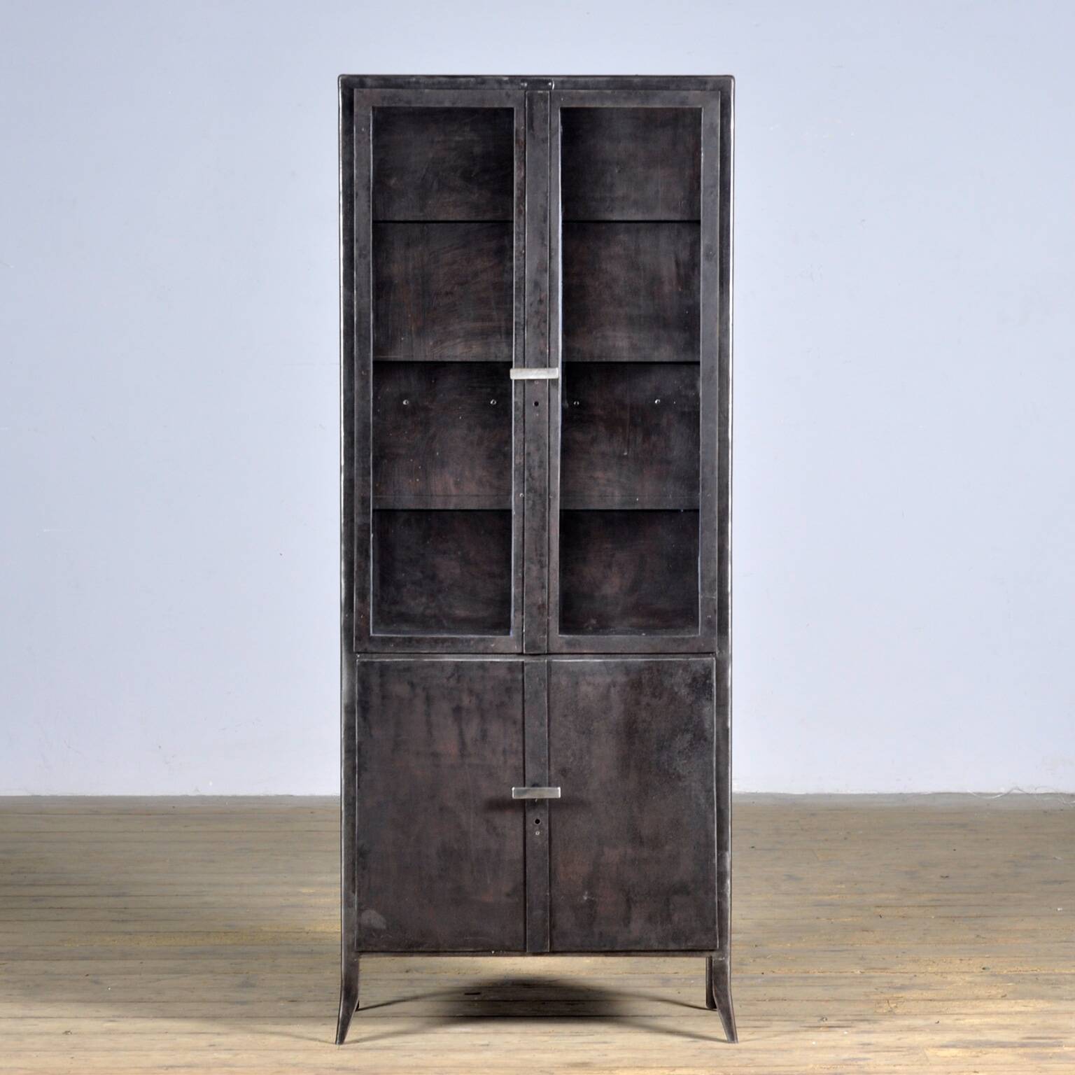 polished iron medical cabinet, 1950’s