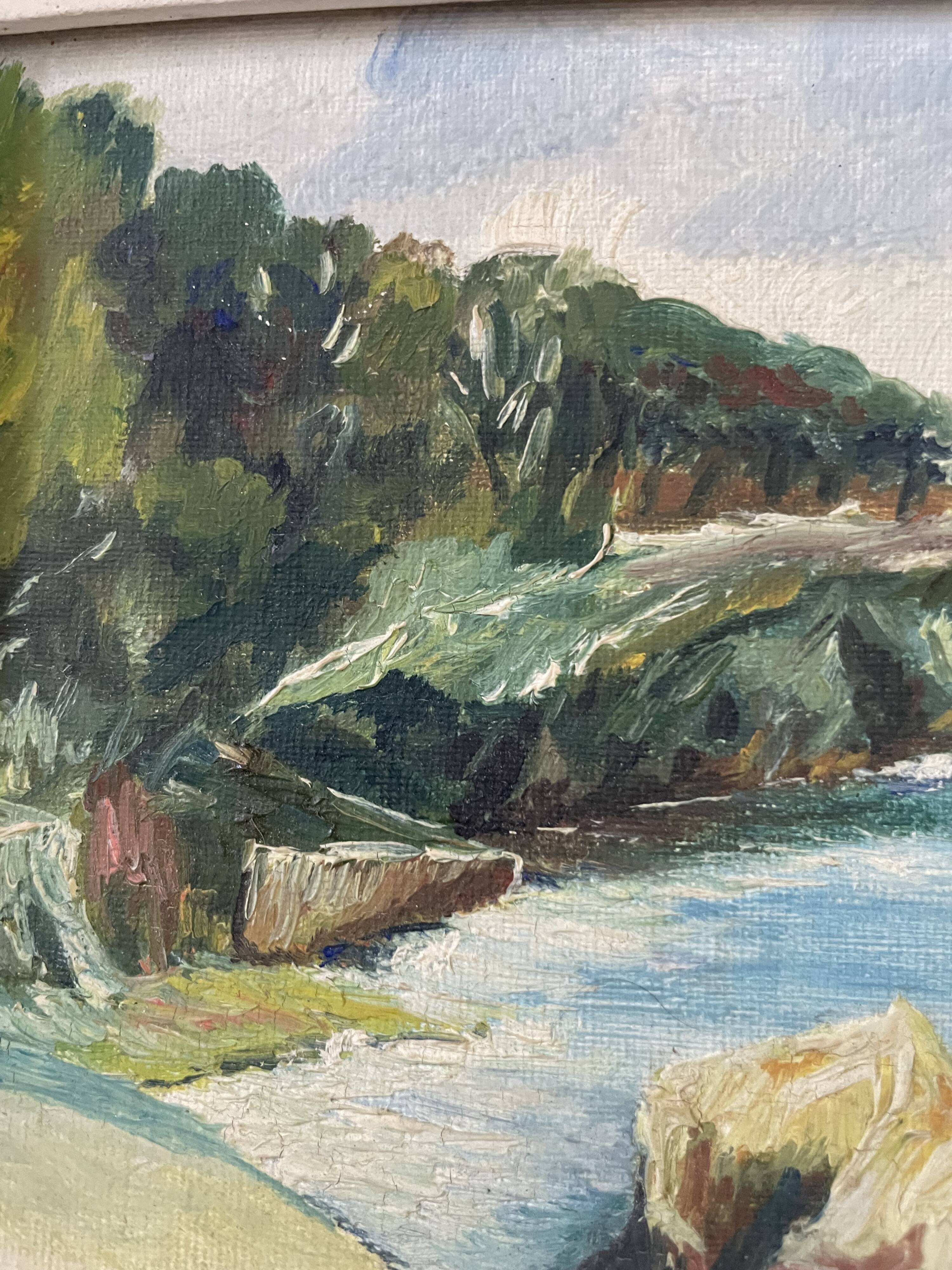 Oil on wood Mediterranean Sea J.Bellemont