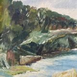 Oil on wood Mediterranean Sea J.Bellemont