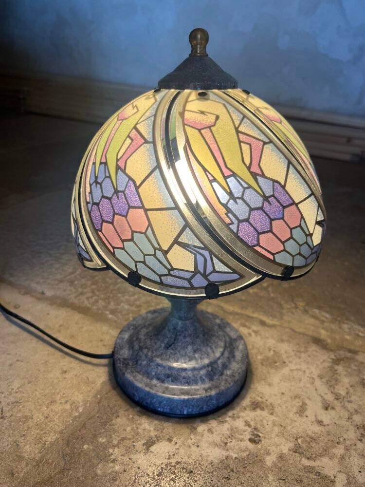 Vintage metal and glass lamp