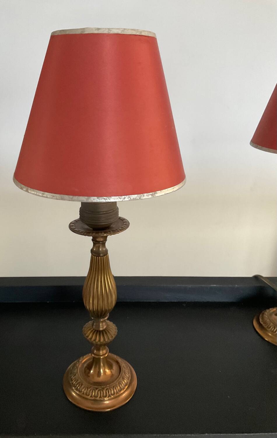 Paire de lampes vintage style empire en bronze