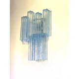 Contemporary Light-Blue “Tronchi”Murano Glass Wall Sconces in Venini Style - a Pair