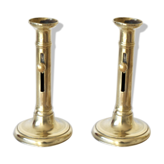 2 brass candlesticks, adjustable