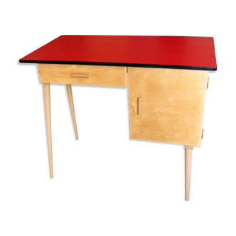 Bureau D227 en bois - manufacture Baumann - vintage année 50