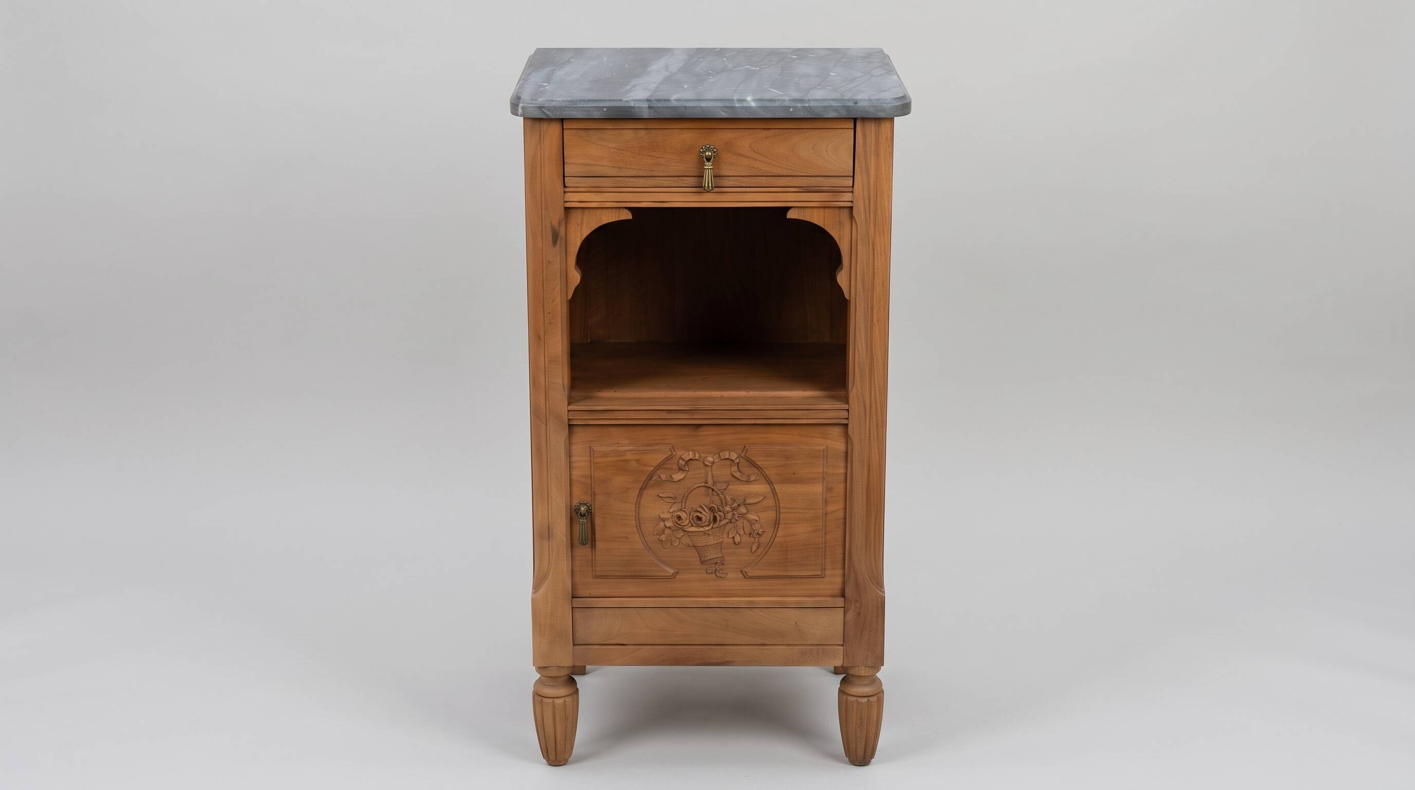 Console / side table / Art Deco bedside table renovated in solid walnut