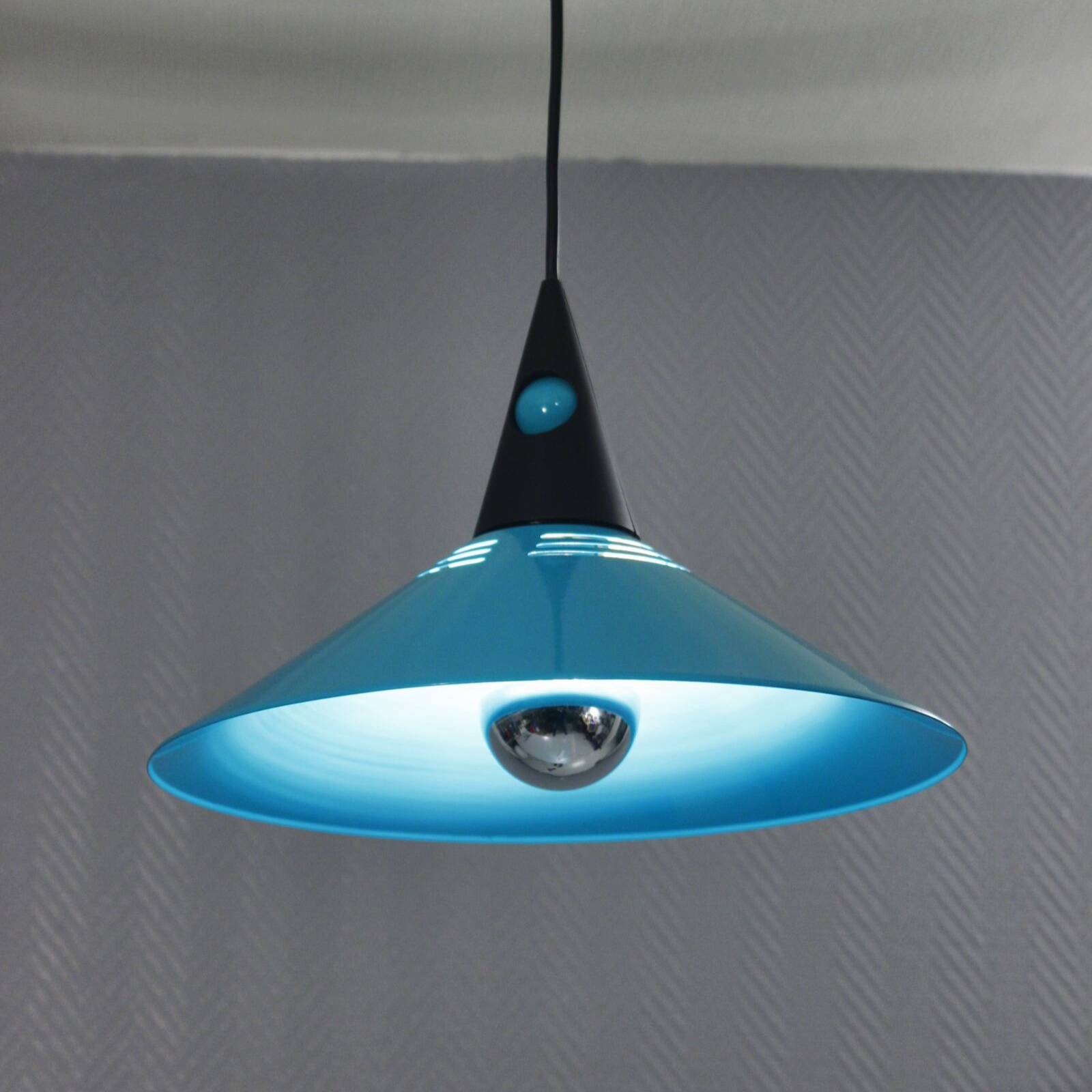 Post-modern suspension lamp Memphis metal & plastic design Brilliant 1980s