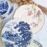 Vintage blue pink green dinner plates