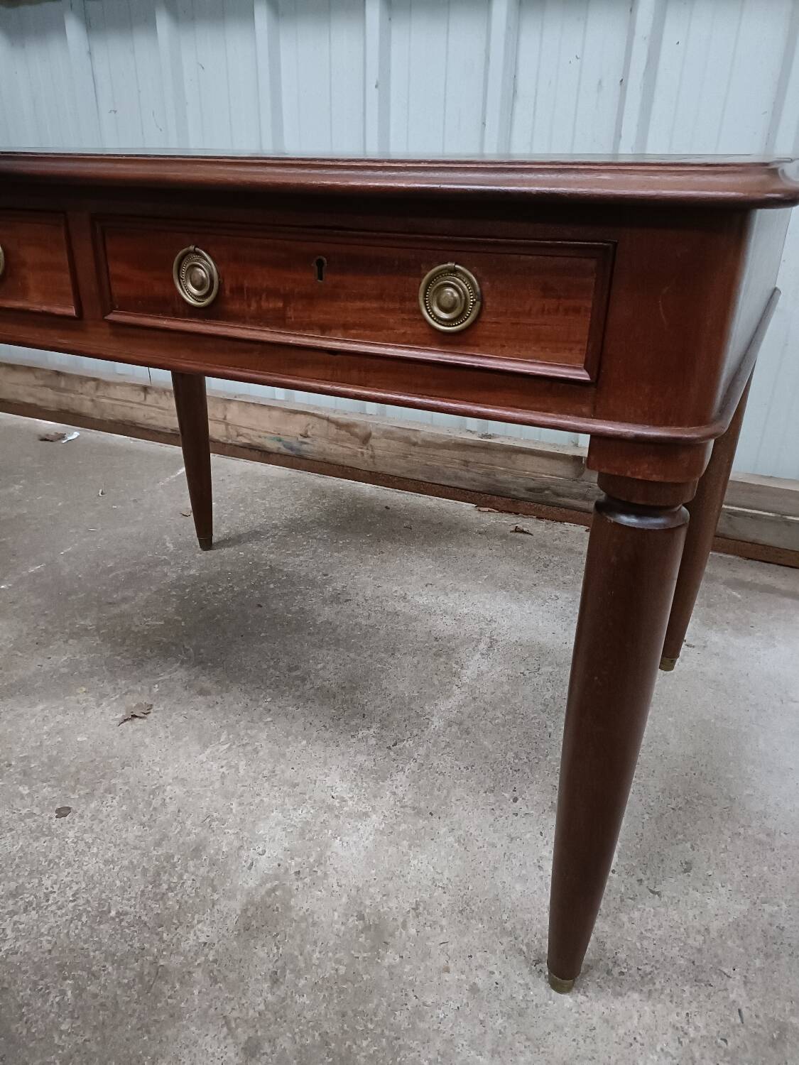 Vintage mahogany desk and leather top