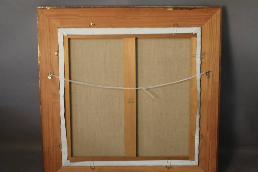 Framed oil on canvas "2 elephants"